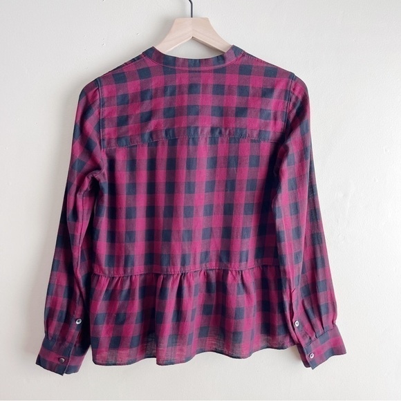 Madewell Lakeside Peplum Shirt in Buffalo Check Red Black, Size XS - Picture 12 of 13